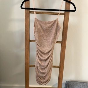 pink champagne mini dress